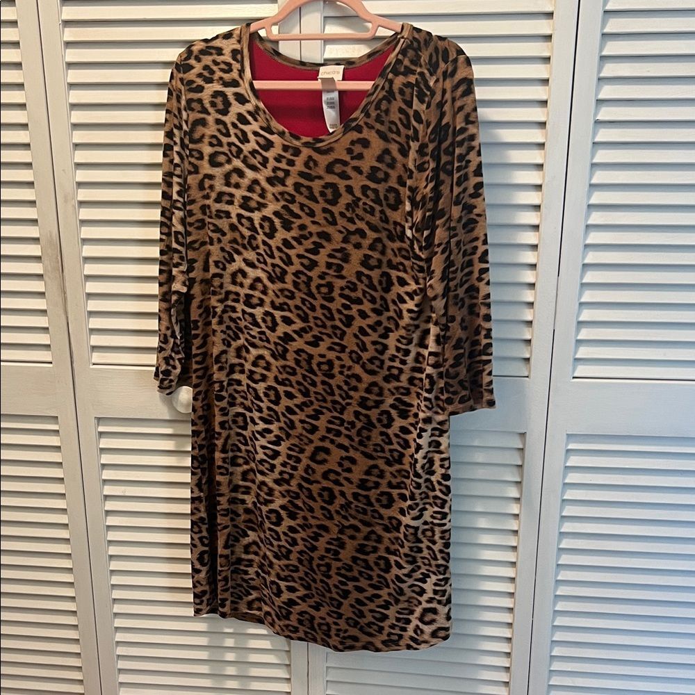 #1335: Leopard Print Sleepwear Dress - Picture 1 of 16